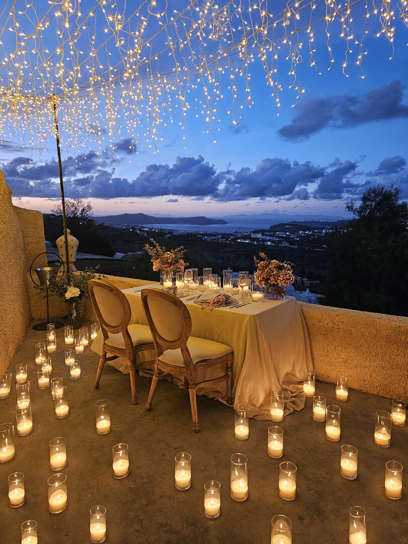 Santorini wedding décor and rentals