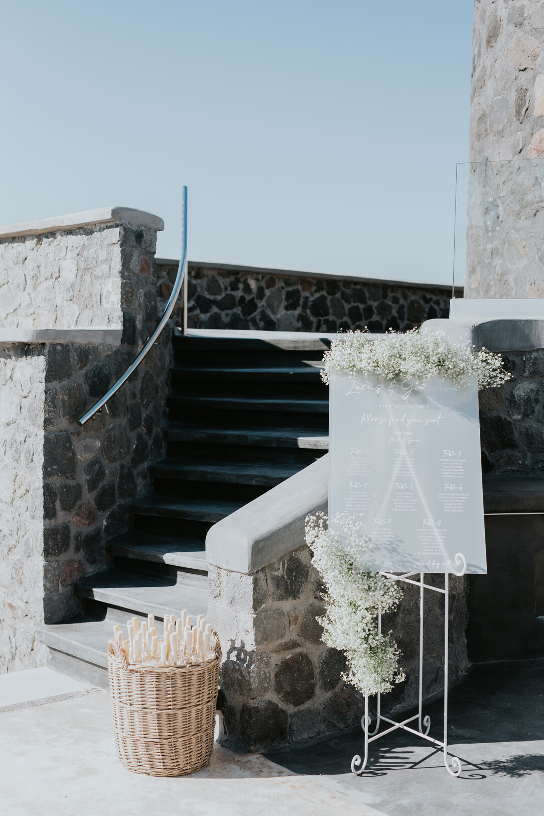 Santorini wedding décor and rentals