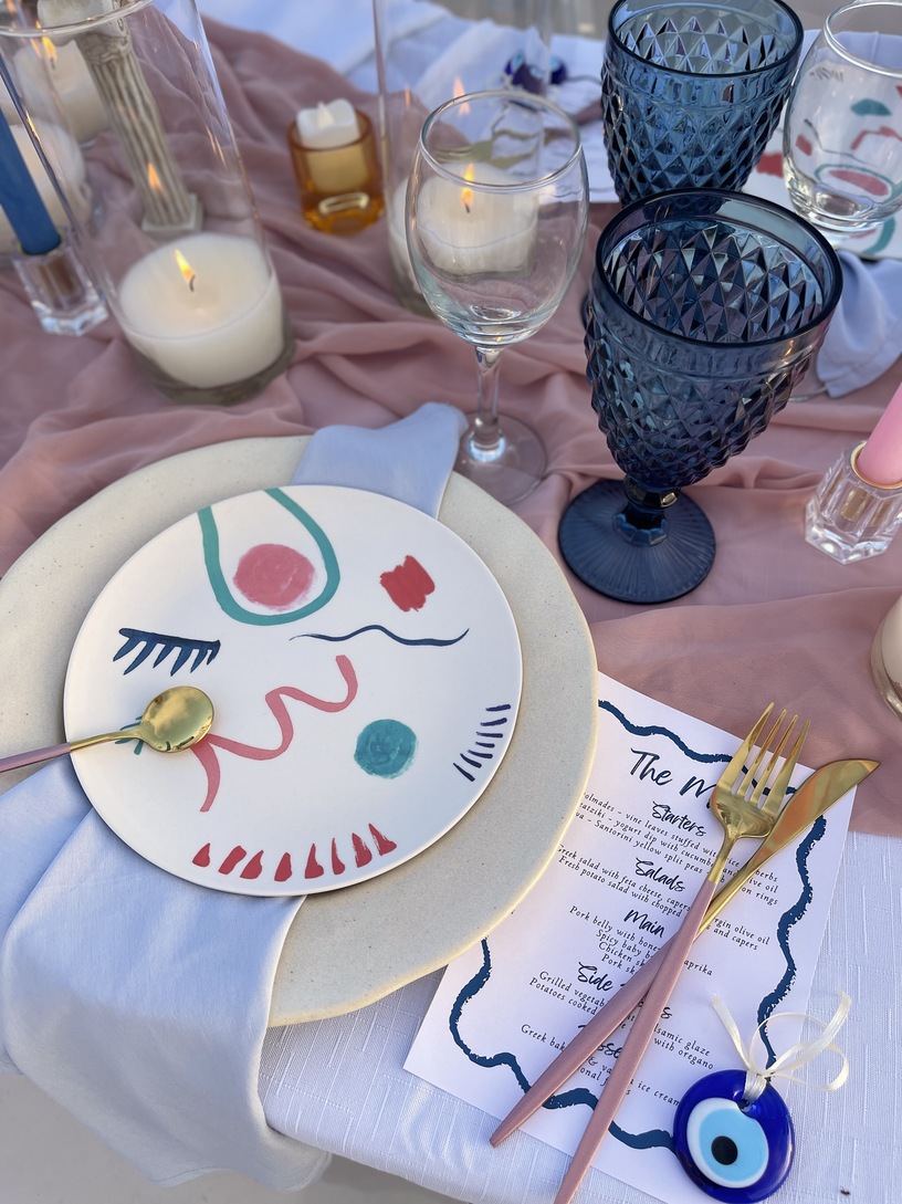 Santorini wedding décor and rentals