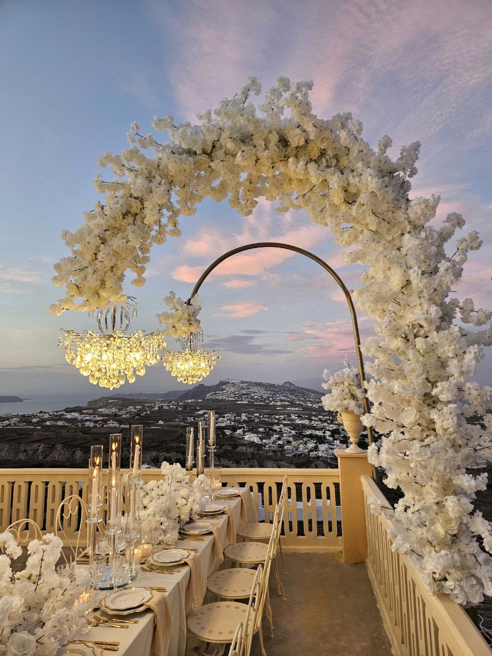 Santorini wedding décor and rentals