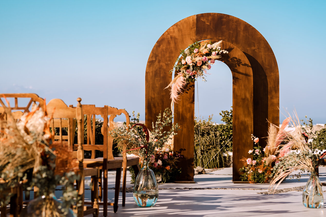 Santorini wedding décor and rentals