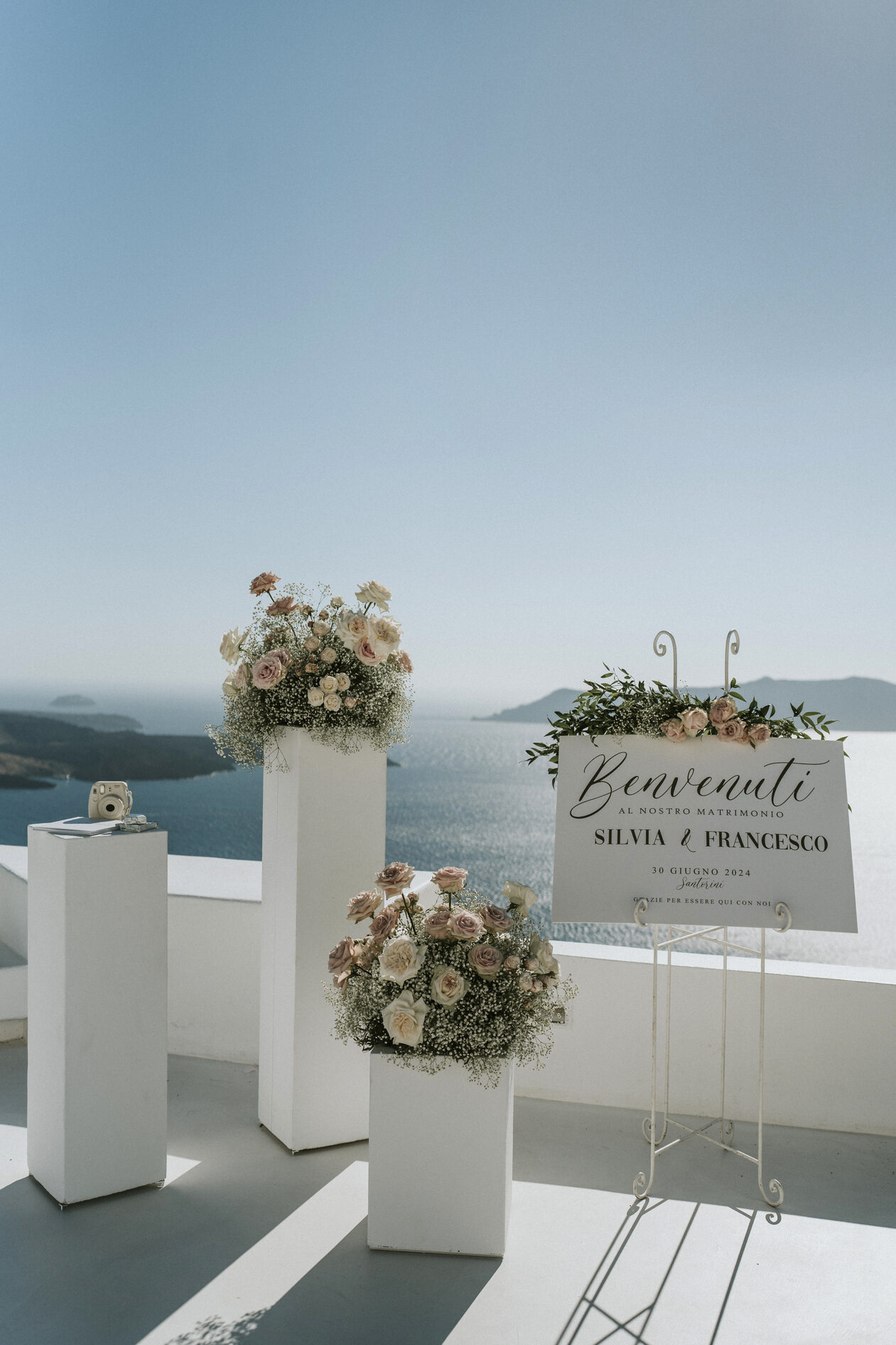 Santorini wedding décor and rentals